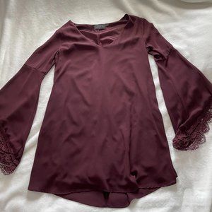 ASTR Burgundy Bell Sleeve Dress XS